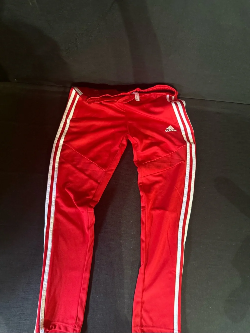 adidas Red Kids Joggers with White Side Stripes